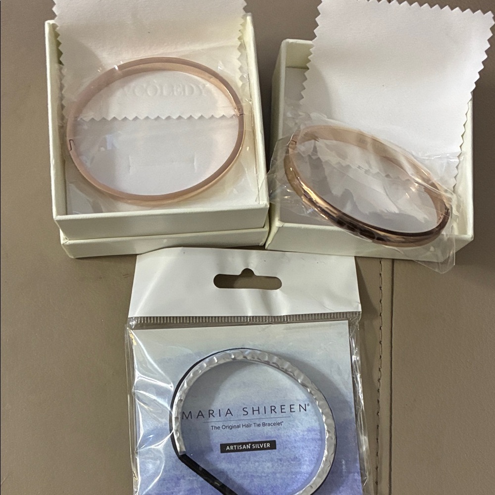 Silver and Rose Gold Bracelet Set